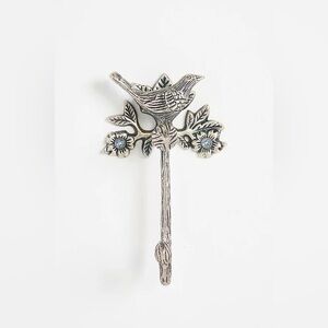 New Anthropologie Silver Everlee Bird Bathroom Bath Key Towel Hat Hook